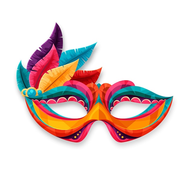 Free Vector colourful 2d venetian carnival mask isolated on white background