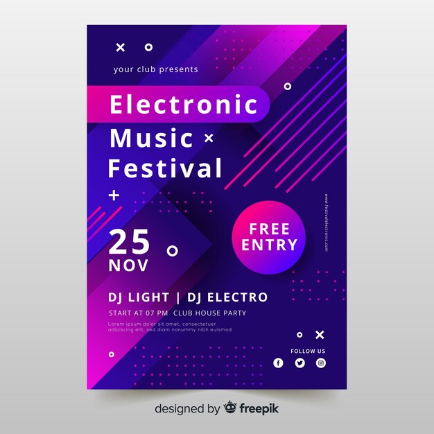 Colourful abstract electronic music poster template