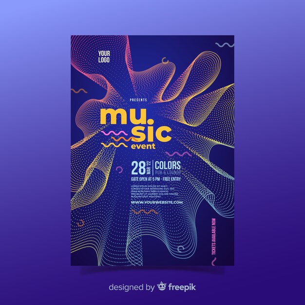 Colourful abstract music poster template