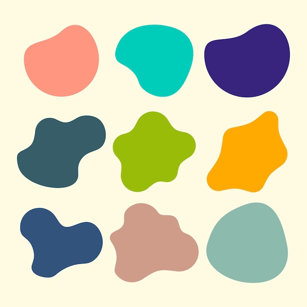 Colourful abstract shapes fluid hand drawn organic shapes vector shape creative element