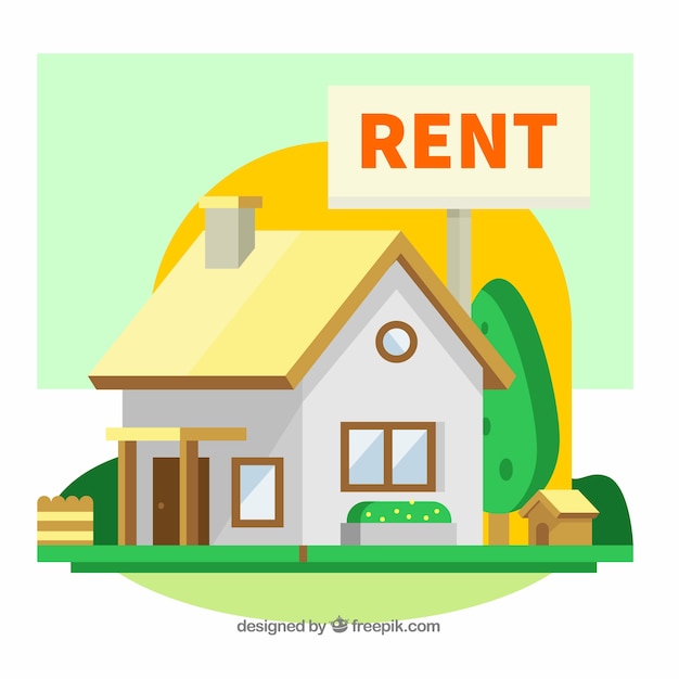 Colourful background with a house for rent