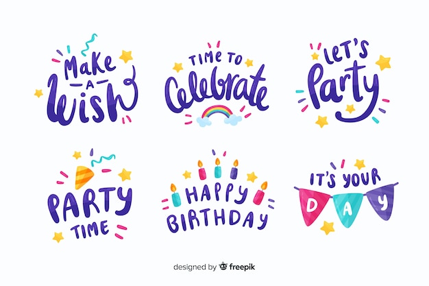 Colourful birthday stickers collection