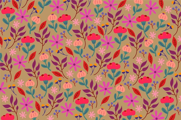 Colourful blossom ditsy floral background