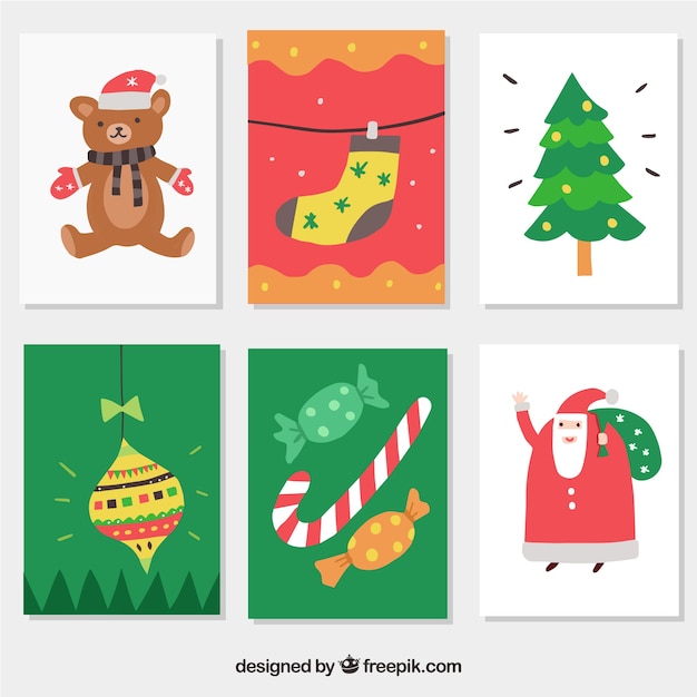 Colourful christmas postcards