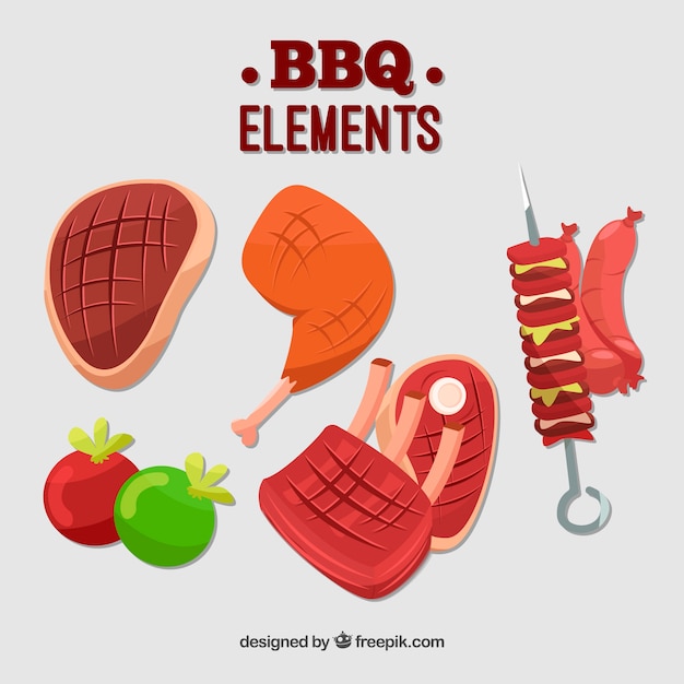 Free Vector colourful collection of flat bbq elements