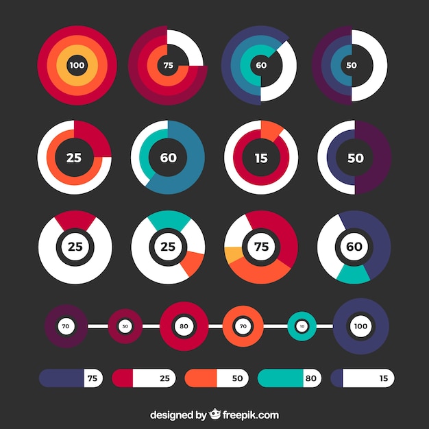 Free Vector colourful collection of infographic elements