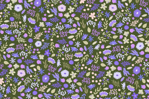 Colourful ditsy floral print wallpaper