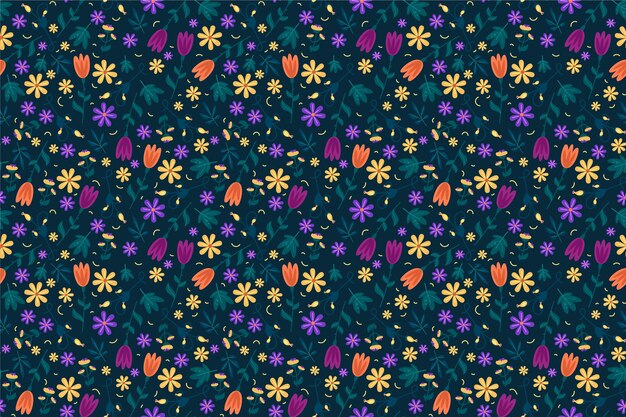 Colourful ditsy flowers print background