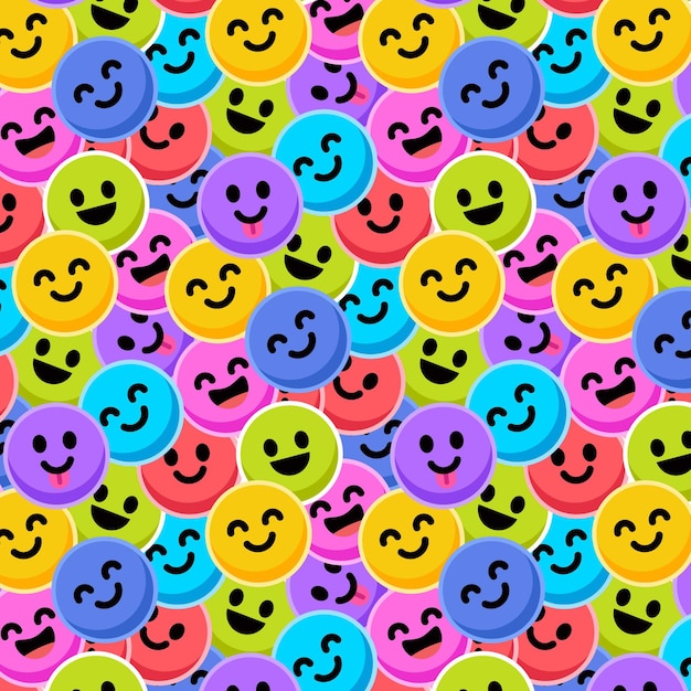 Colourful emoticon seamless pattern template