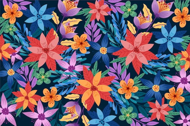 Colourful exotic floral background