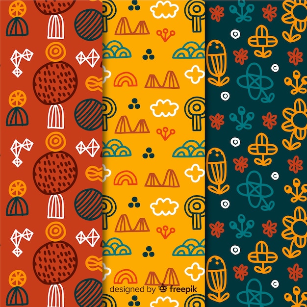 Free vector colourful floral hand drawn pattern collection