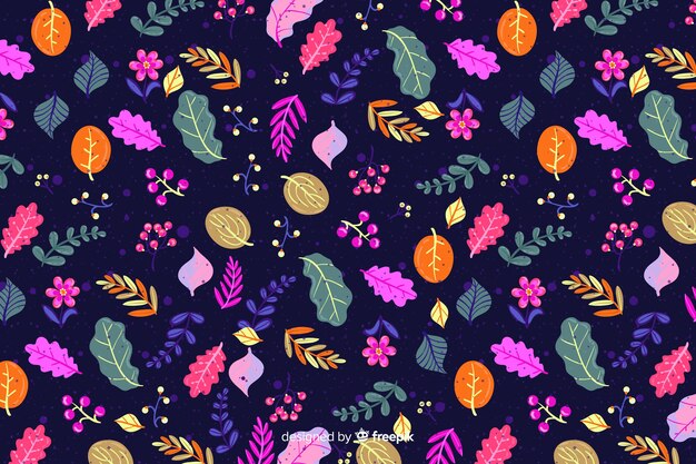 Colourful flowers on dark blue background