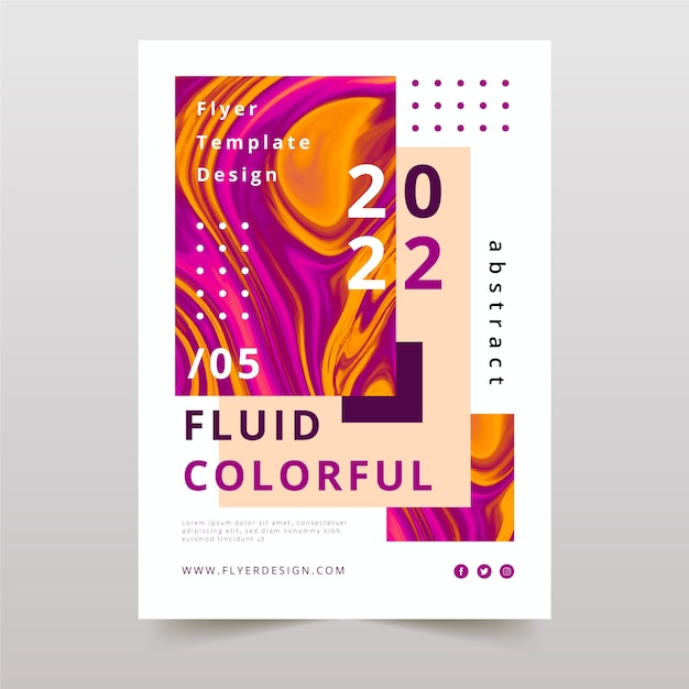 Free vector colourful fluid glitched effect poster