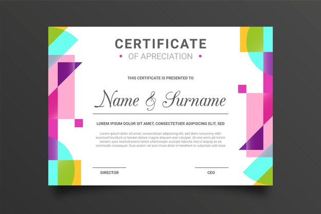 Colourful geometric certificate of appreciation