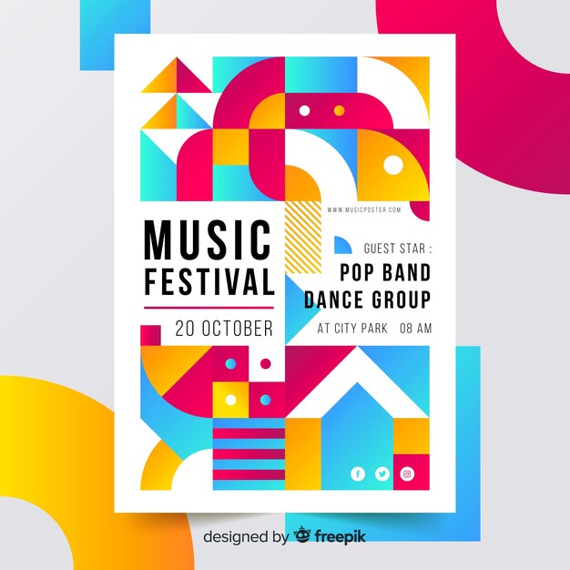 Colourful geometric music poster template