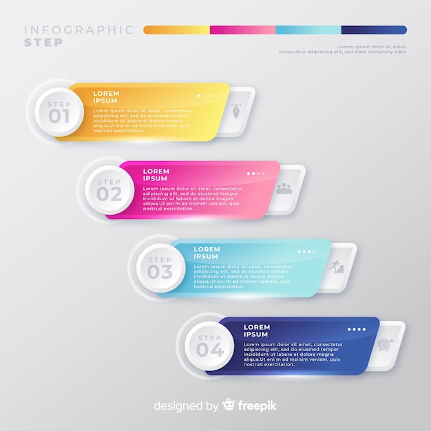 Colourful gradient infographic steps