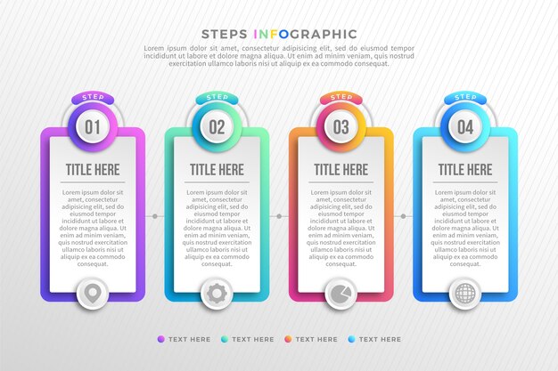 Colourful gradient infographic steps