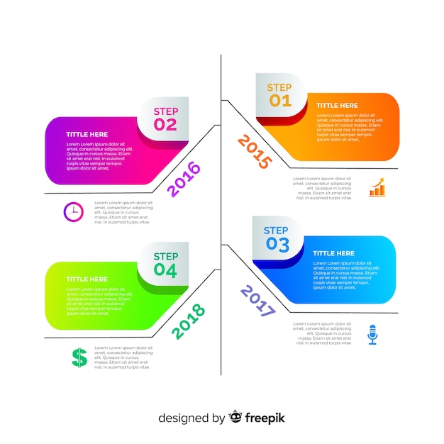 Colourful gradient timeline infographic