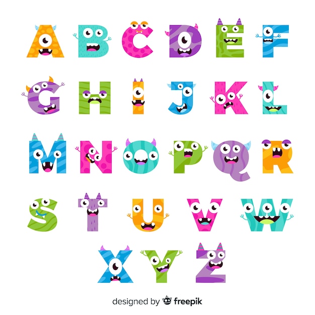 Colourful halloween monster alphabet