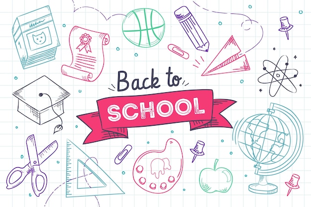 Colourful hand drawn back to school background