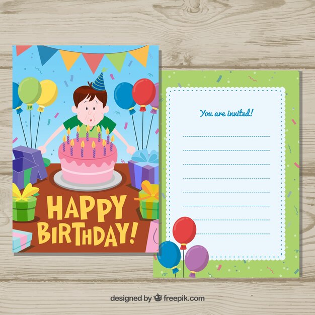 Colourful hand drawn birthday card