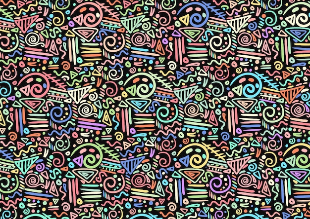 Colourful hand drawn doodle pattern