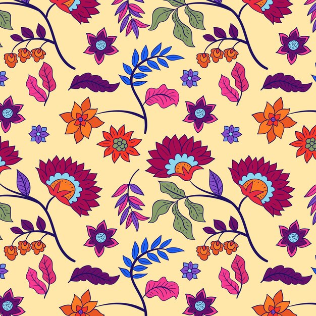 Colourful hand painted floral pattern