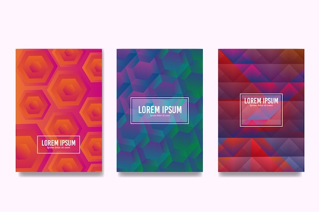 Free vector colourful hexagonal and polygonal designs cover collection