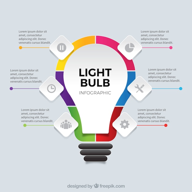 Free Vector colourful infographic with a lightbulb