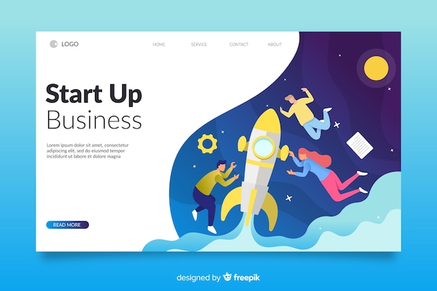 Colourful isometric startup landing page 