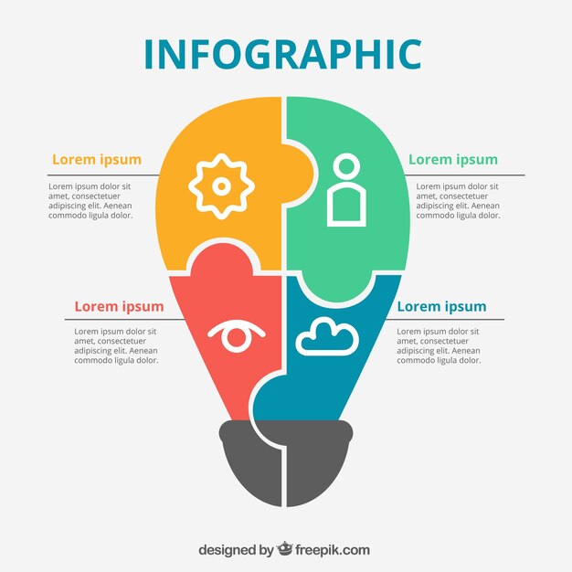 Colourful light bulb infographic