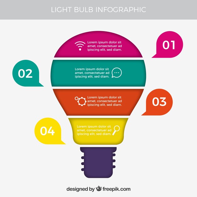 Colourful light bulb infographic