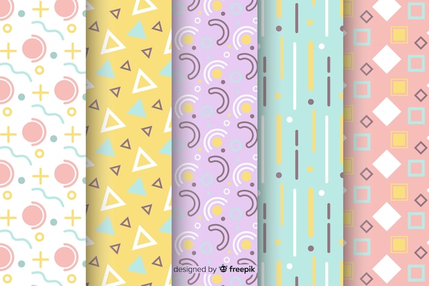 Colourful memphis pattern collection