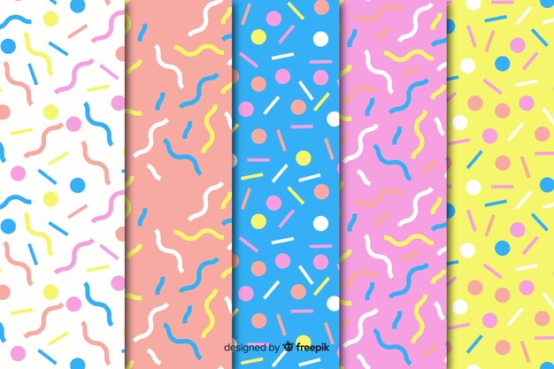 Colourful memphis pattern collection