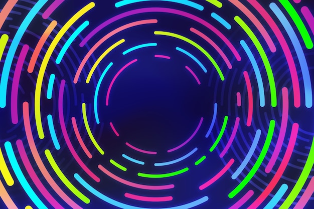 Free Vector colourful neon circles on dark background