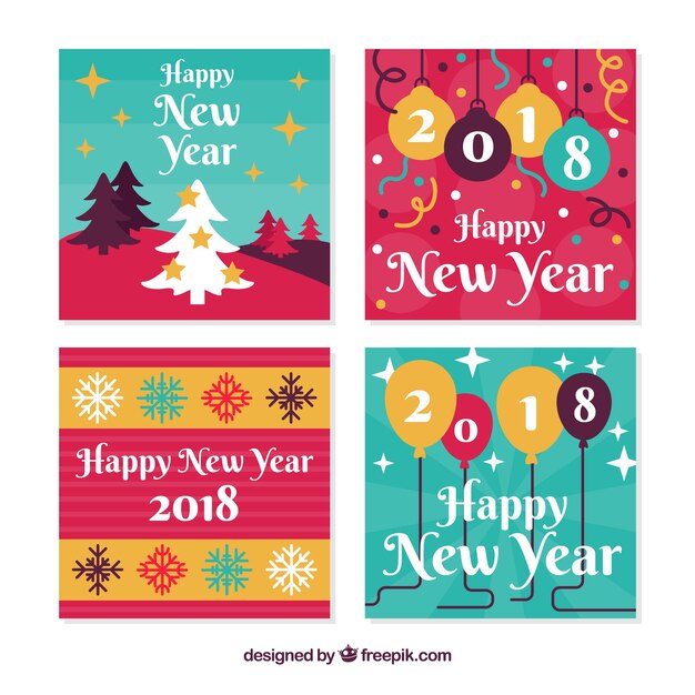 Colourful new year cards