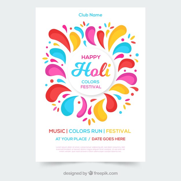 Free Vector colourful party poster for holi festival