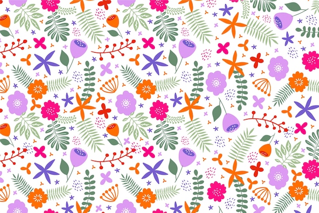 Colourful petals of flowers ditsy print background