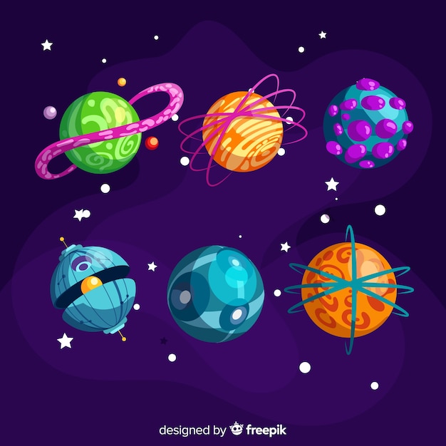 Free Vector colourful planets from solar system pack