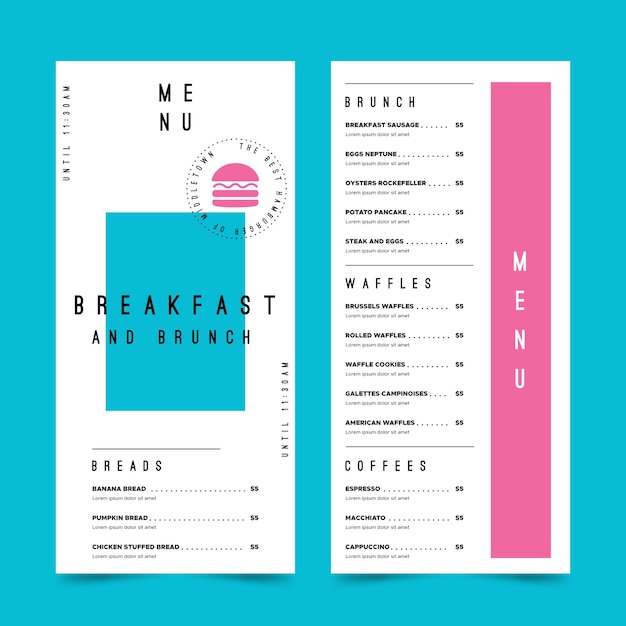 Free Vector colourful restaurant menu template