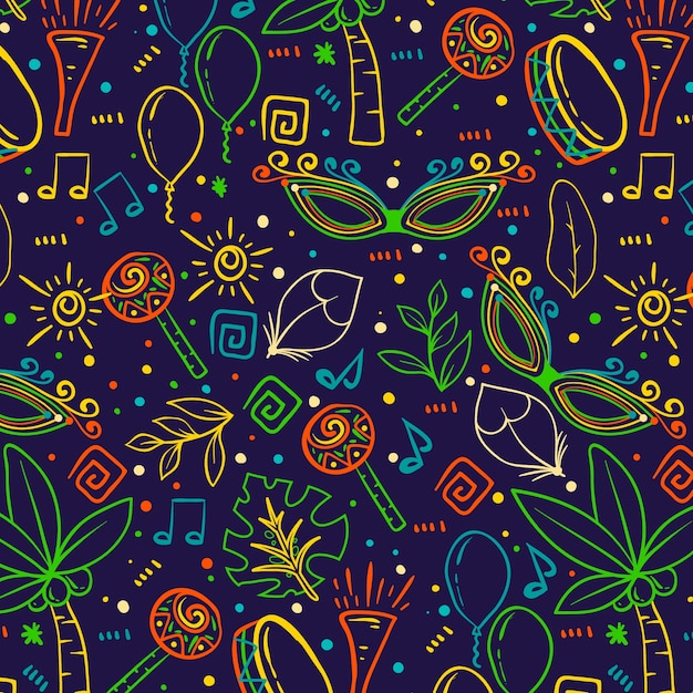 Colourful sketches brazilian carnival pattern