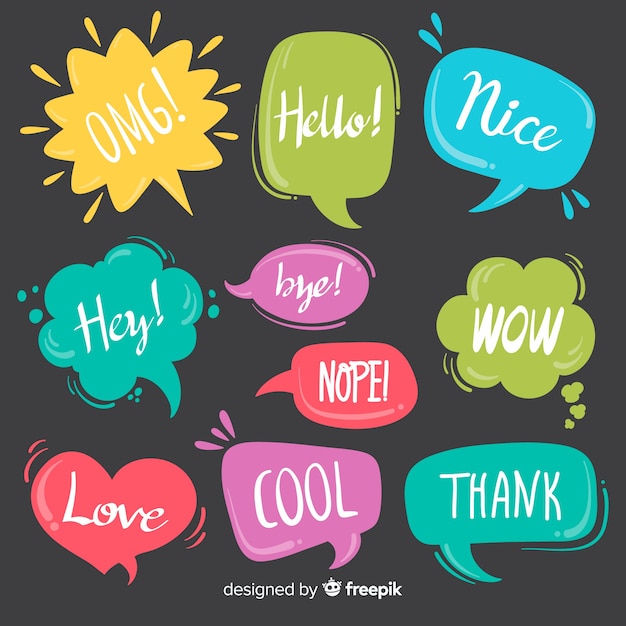 Colourful speech bubbles with different expressions