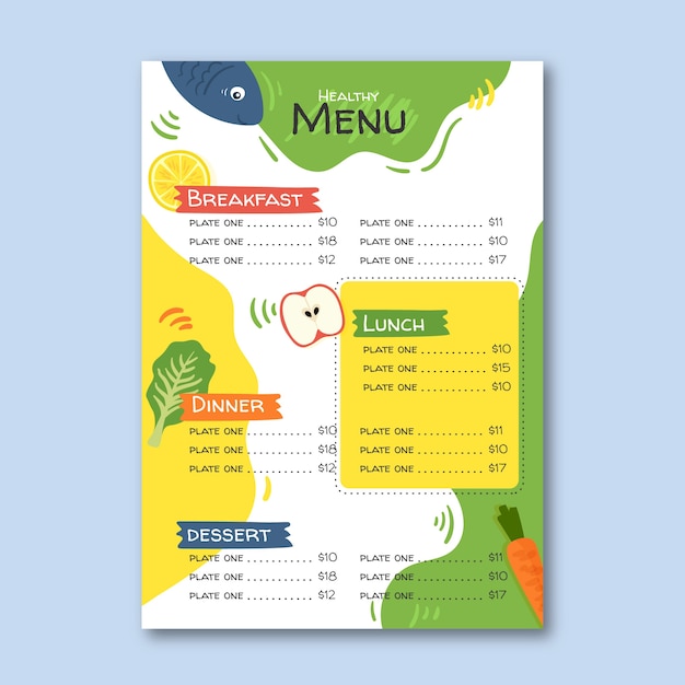 Colourful stained restaurant menu