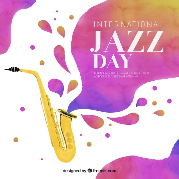 Free Vector colourful watercolour background for international jazz day