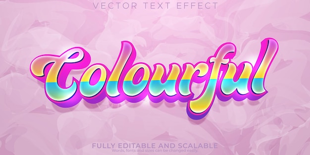 Free Vector colourfultext effect editable reinbow and style text style