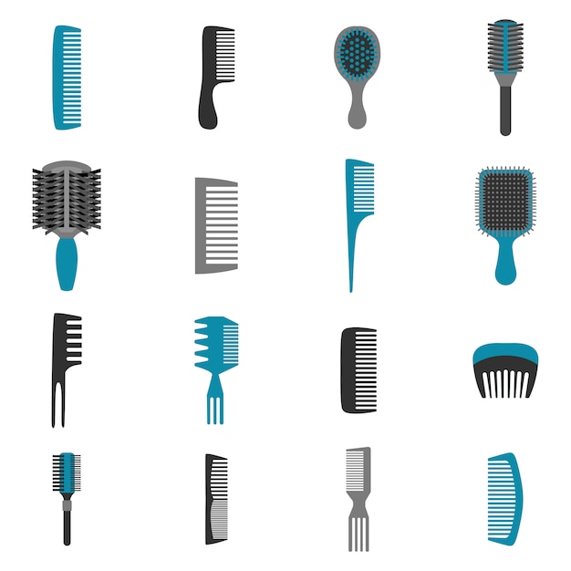 Free Vector comb icons flat set