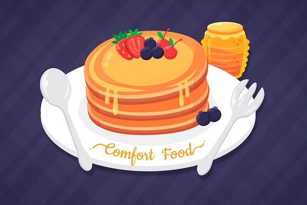 Comfort food concept with pancakes