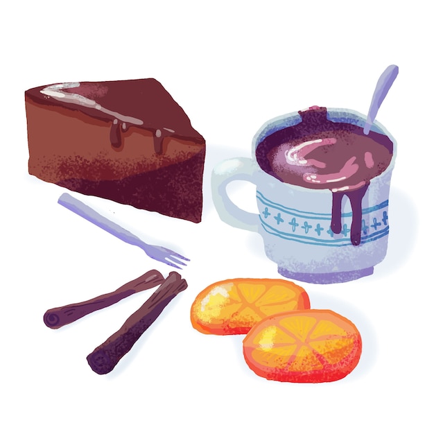 Comfort food hot chocolate and cake