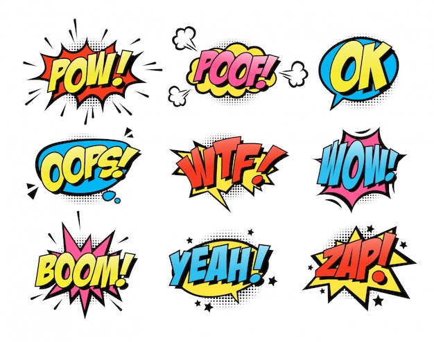 Free Vector comic burst text balloons flat icon collection