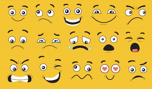 Comic face expressions set